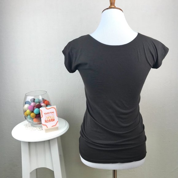 Style & Co Espresso Brown Cap Sleeve Lightweight Top - Picture 5 of 11